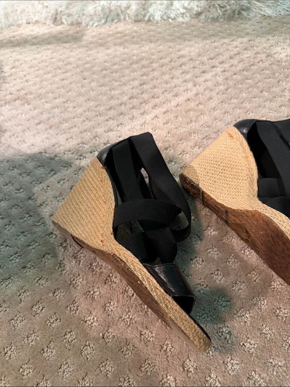 Lauren Ralph Lauren Black Crisscross Espadrille Wedge Sandals